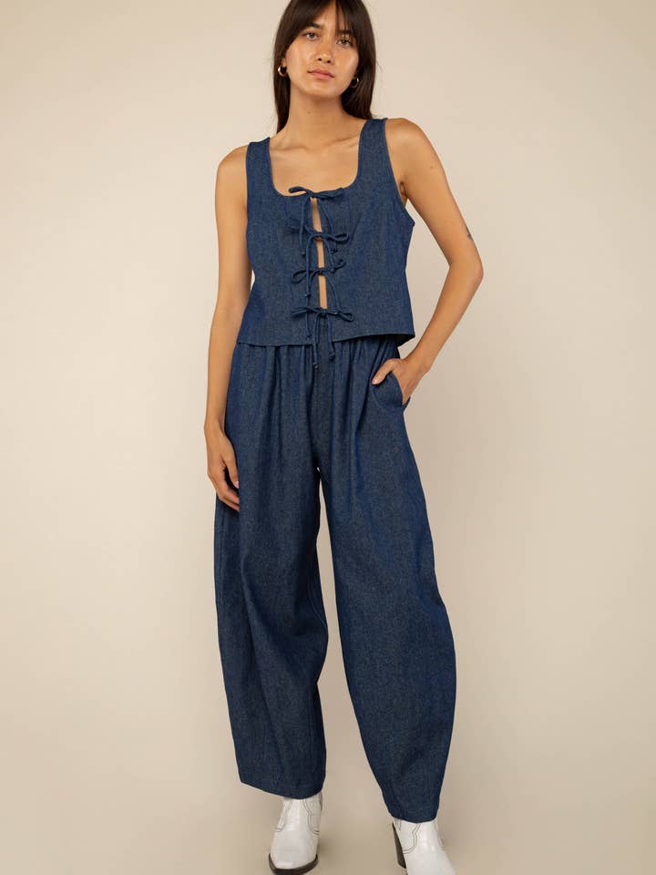 NLT - Wholesale Pants - Women's - Denim Lantern Pant | High Rise Barrel Jeans
