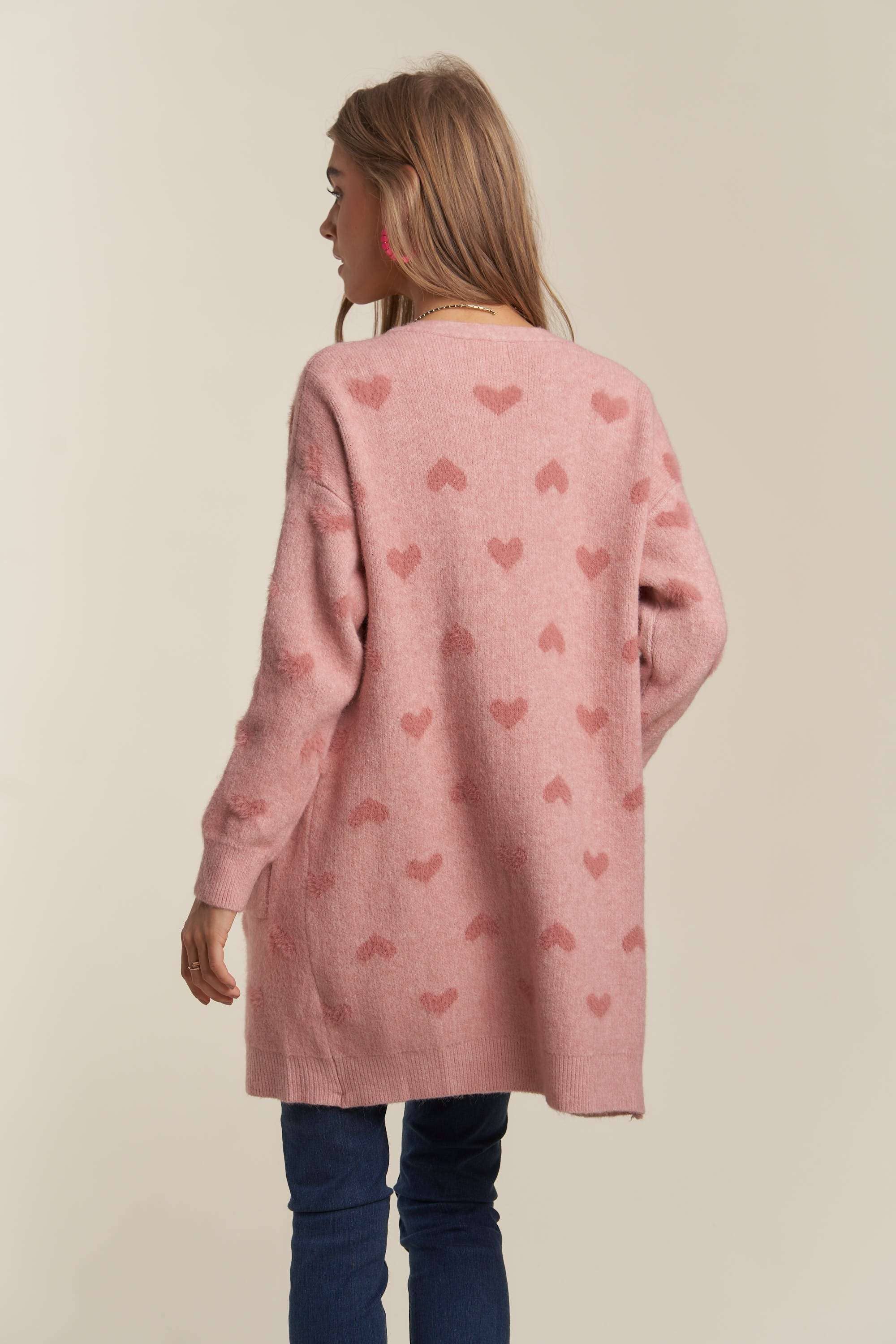 ADORA LA – wholesale Cardigan – Women’s – CESW3433 - LOVELY HEART PRINT SWEATER CARDIGAN5