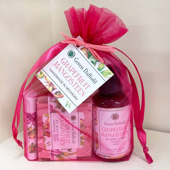 Grapefruit Mangosteen Organdy Quartet Gift Set for wholesale by Green Daffodil Bath & Body