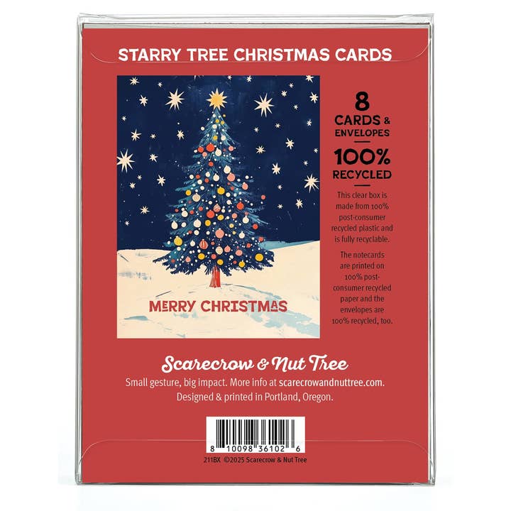 Scarecrow & Nut Tree - Wholesale Christmas Card - Starry Tree Christmas Cards box set1
