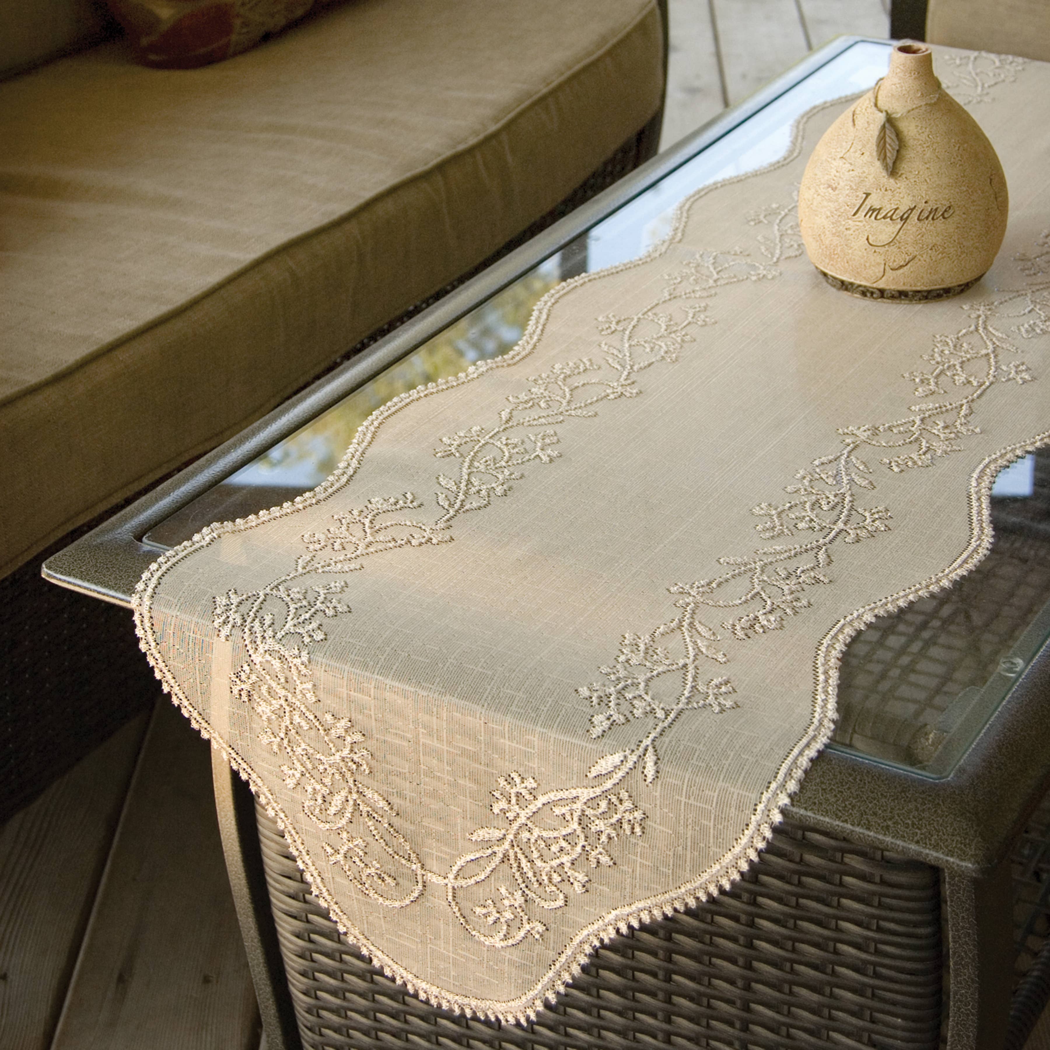 Heritage Lace - Wholesale Table Runner - Sheer Divine 14x54 Flax Lace Table Runner 0