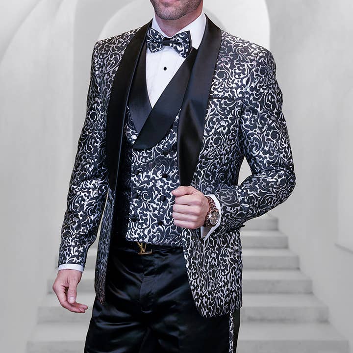 Delano-5 Men's 3pc Shawl Lapel Tuxedo Set for wholesale by Statement Clothing