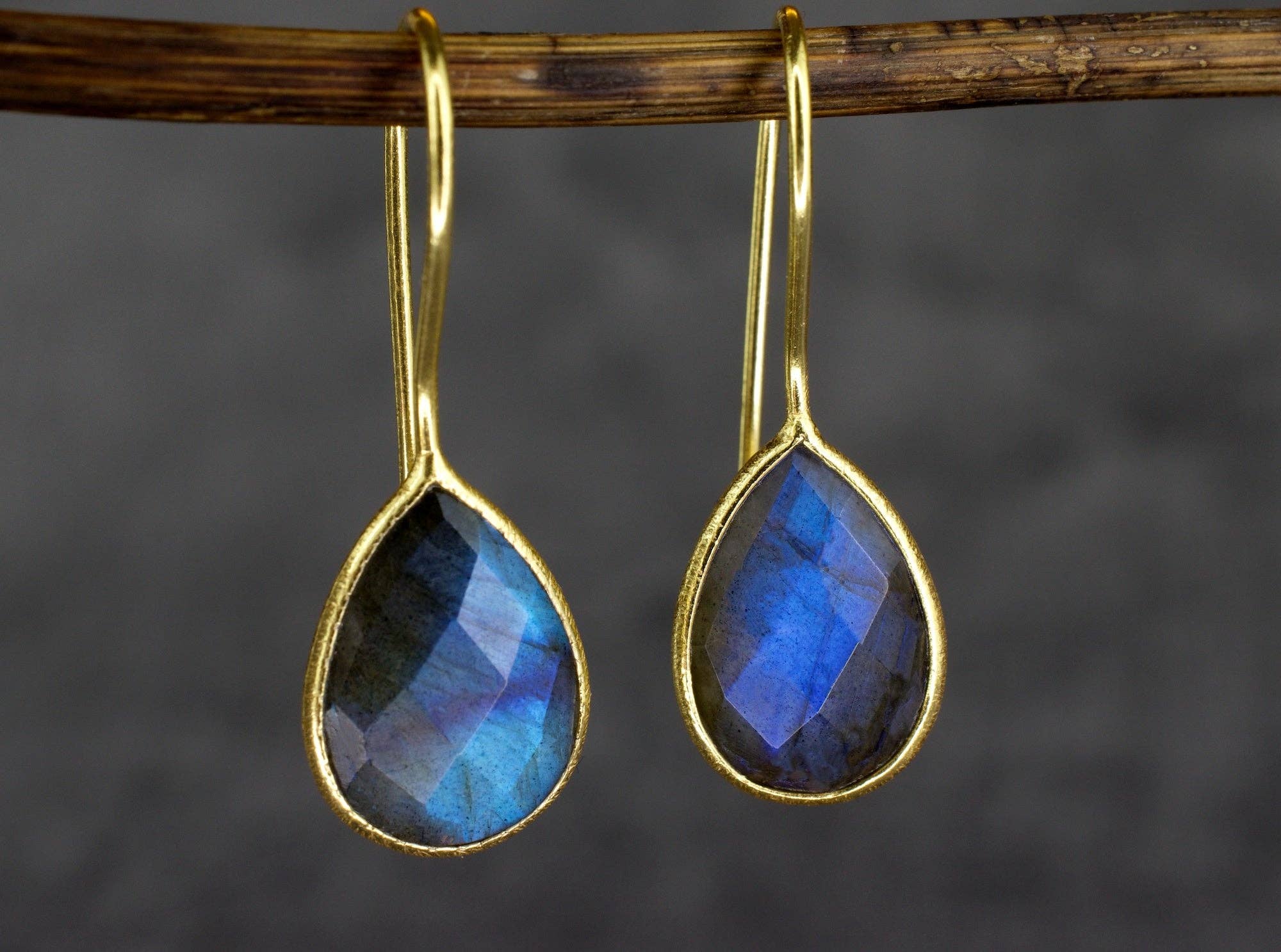 MadamLili - Wholesale Dangle Earrings - Labradorite gemstone earrings - 925 sterling silver gold plated3