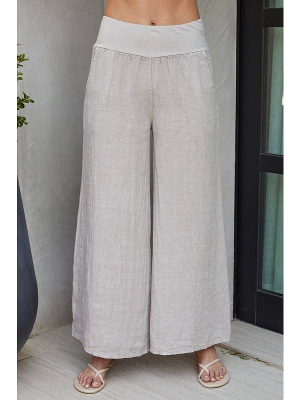 VENTI6 - Wholesale Pants - Women's - SOLID LINEN STRETCH WAISTBAND PANTS (8730-SOLID)4