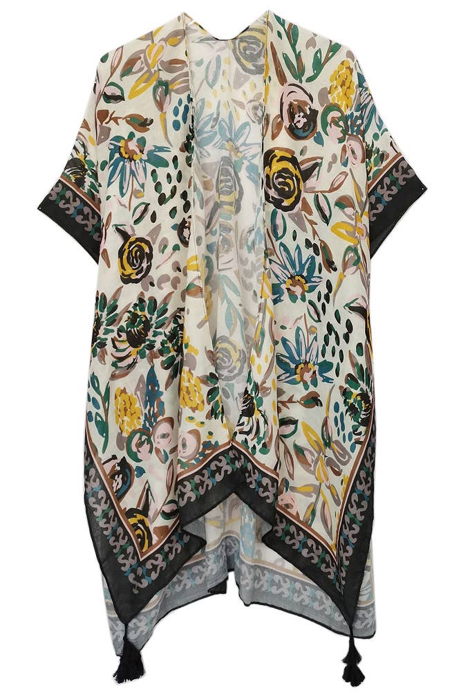 Hana - Wholesale Kimono - Women's - Floral Print Summer Tassel Kimono Cover up8