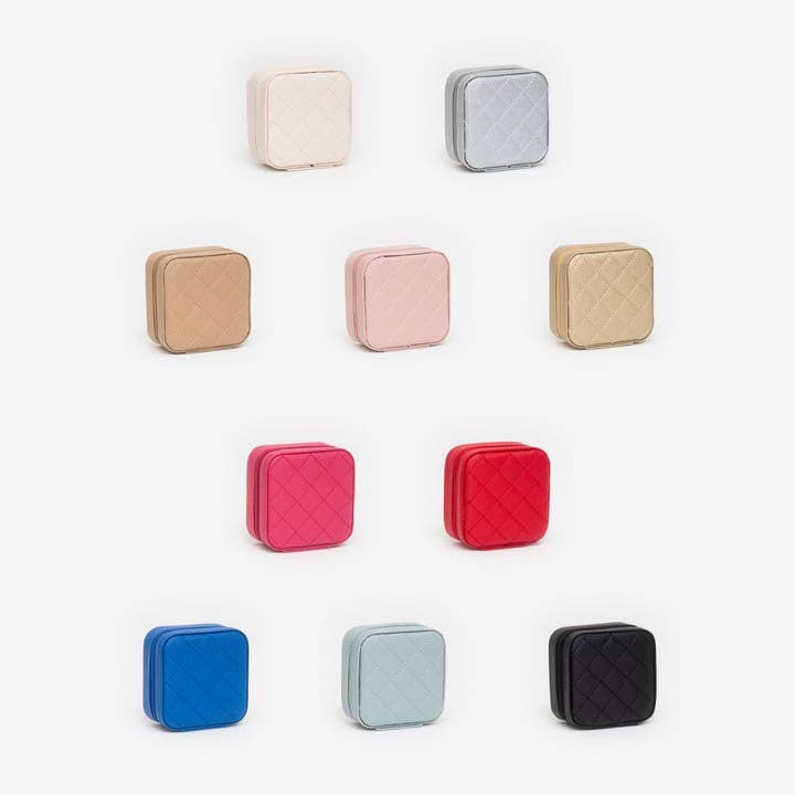 MiMi Wholesale - Wholesale Jewelry Box/Organizer - TG10707 Quilted Zip Around Square Jewelry Box7