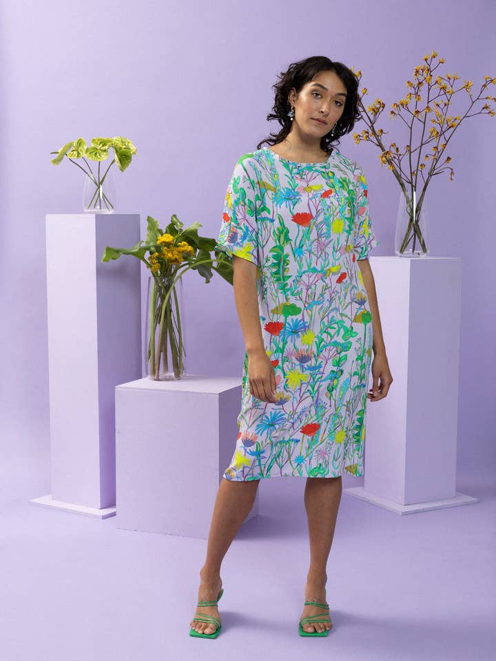 Tara Whalley - Wholesale Dress - Women's - Highlands Floral Lilac Long T-Dress