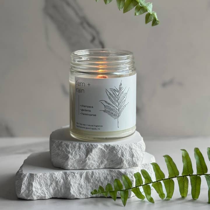 Fern+Rain 7oz Classic Soy Wax Stearinlys for engroshandel hos sable candle co.