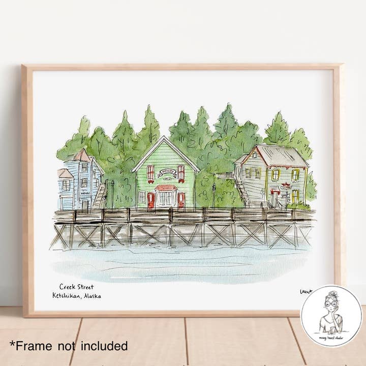 Messy Heart Studio – Engroshandel Kunsttryk – Skræddersyede lokale vartegn akvareltryk, personligt kunstværk7