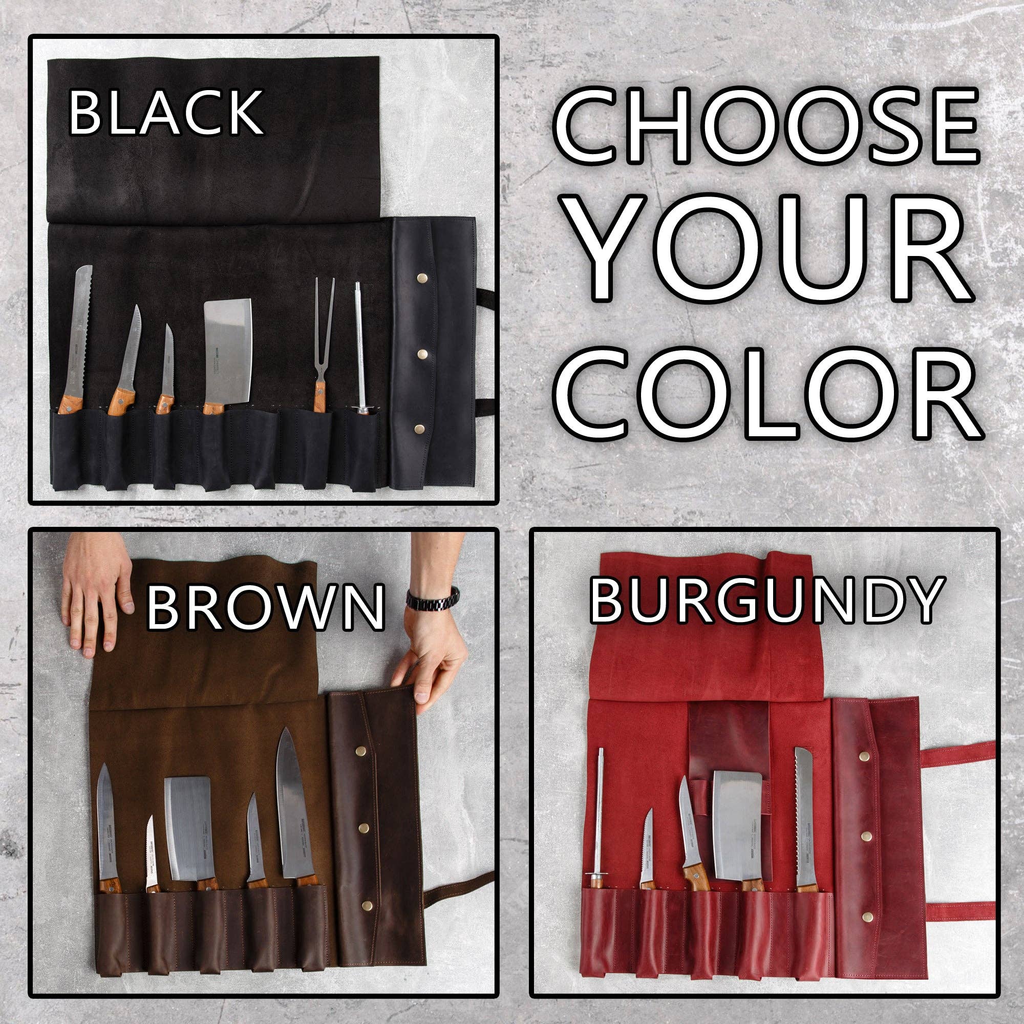 Pikore - Wholesale Kitchen Storage/Organizer - Leather Knife Roll Bag11