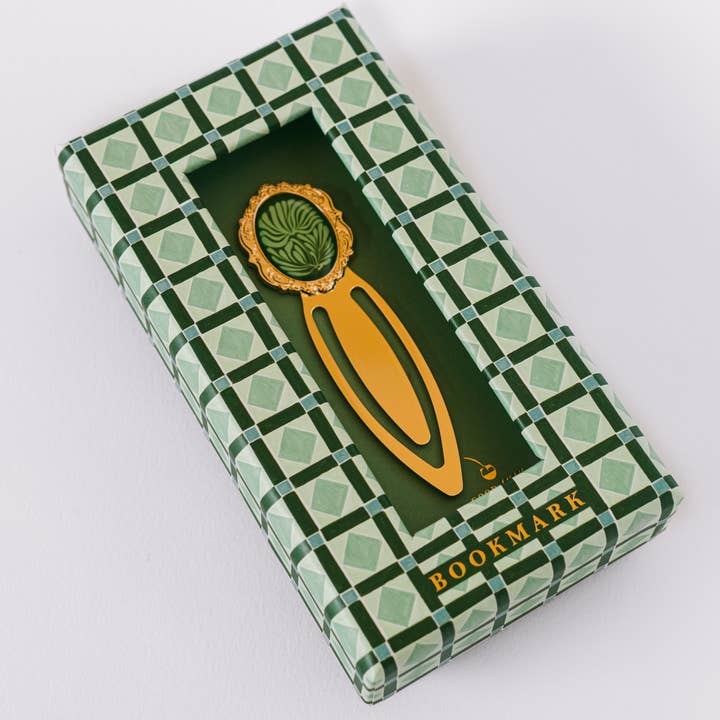 Good Juju Ink - Wholesale Bookmark - Mosaic Botanical Green Metal Clip Bookmark1