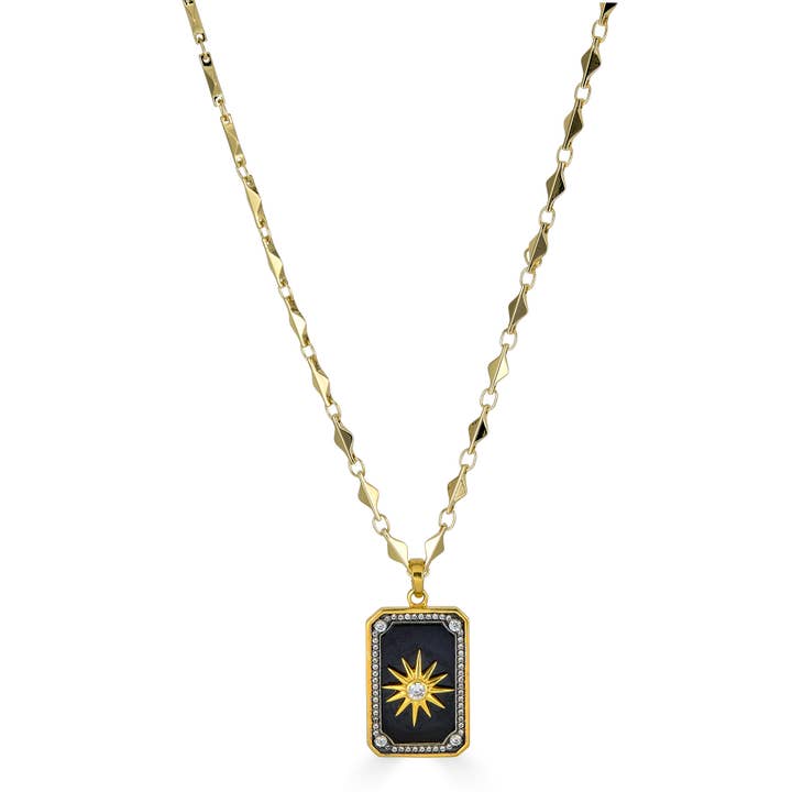 Collier Plaque Militaire Étoile Céleste Onyx Noir pour la vente par Rachel Reinhardt