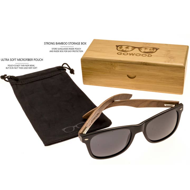 GOWOOD – Großhandel Sonnenbrille – Unisex – Sonnenbrille aus Walnussholz mit schwarzen polarisierten Gläsern