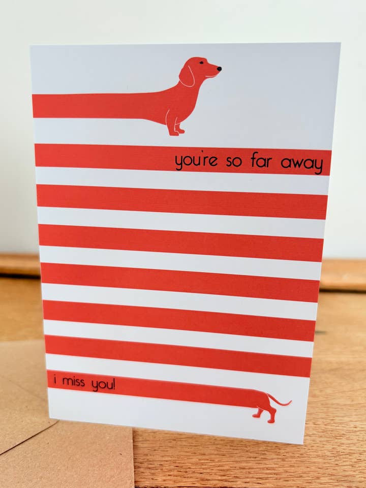 Miss You Dachshund - Greetings Card for wholesale by Two Stitches Patterns
