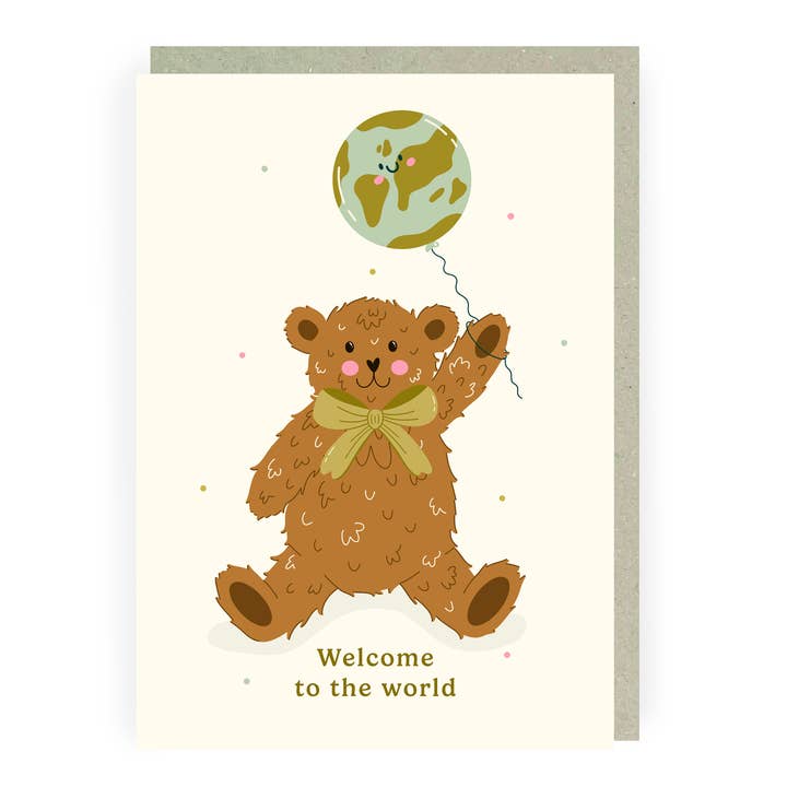 Teddy Bear Illustrated New Baby Congratulations Card for wholesale by Abbie Imagine