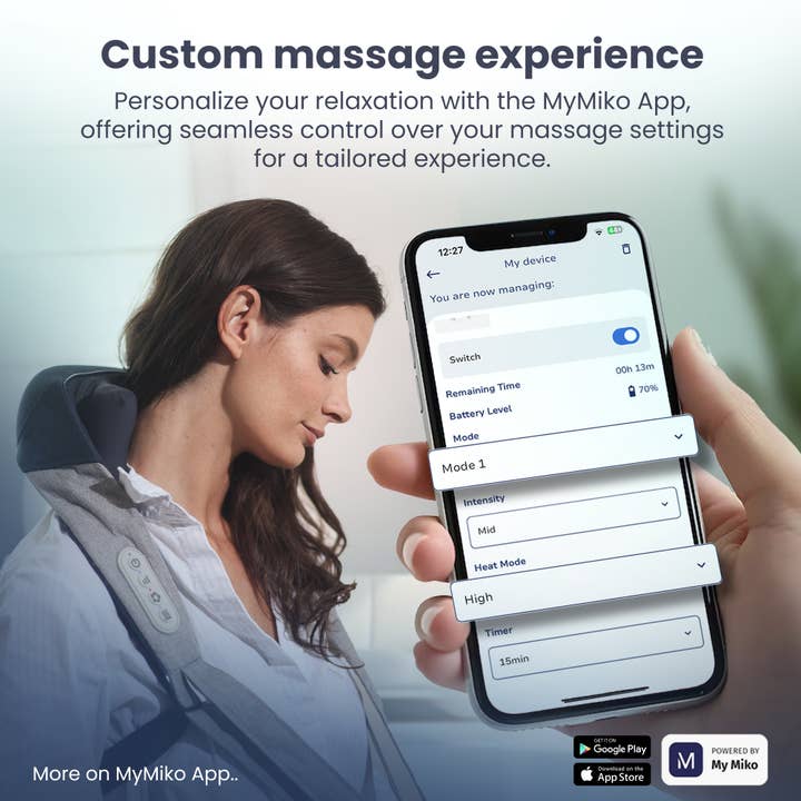 Miko - Wholesale Body Massager - Wave Hand's Free Neck and Back Massager - App Controlled