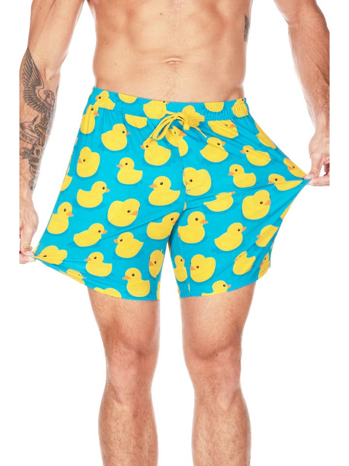 Tipsy Elves - Wholesale Swim Shorts - Men's - Rubber Ducky Stretch Swim Trunks - Men's Fun Bathing Suit
