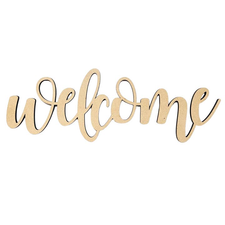 Krafty Supply - Wholesale Wall Accent - Connected Letters | Welcome Word | Wooden Word Cutouts