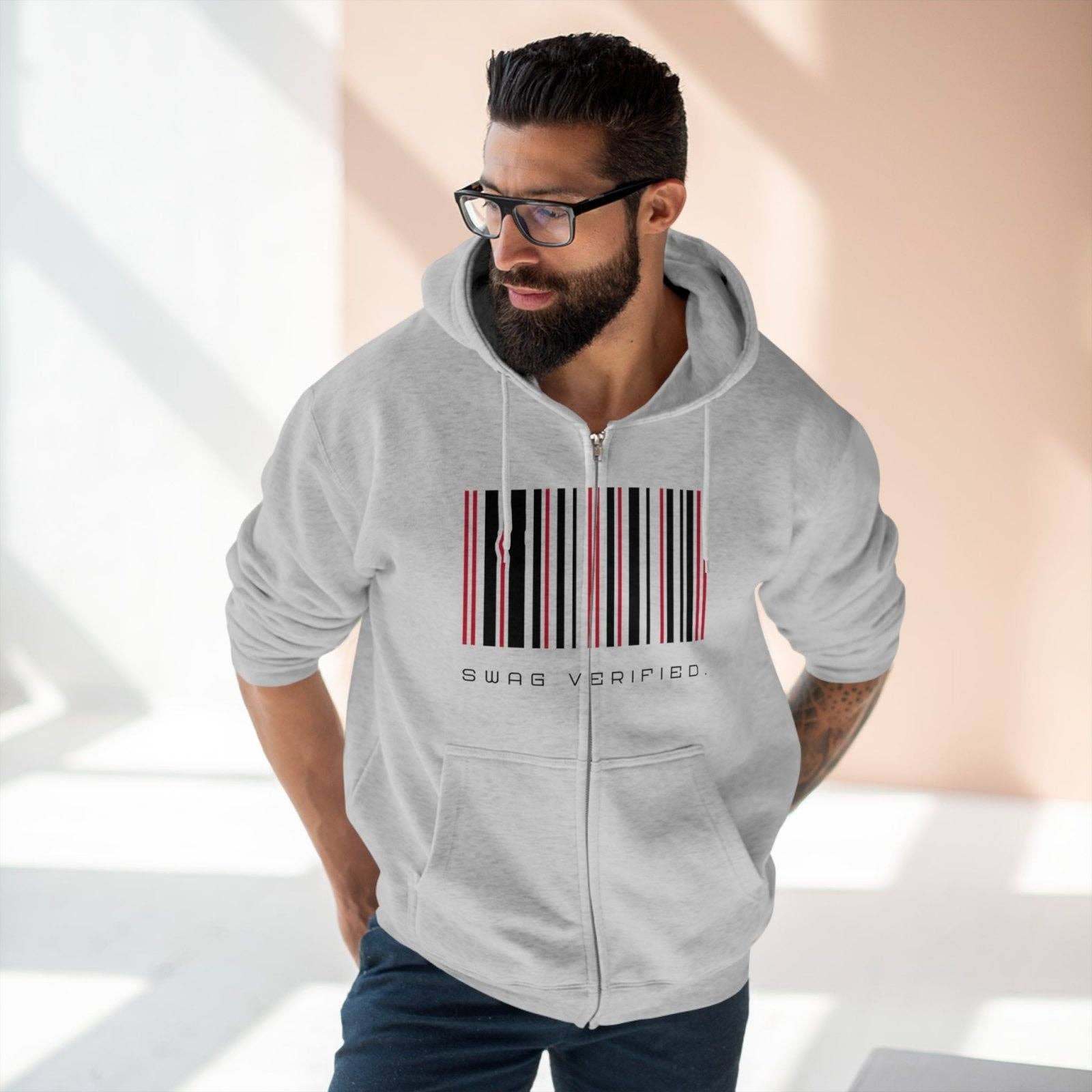 Ohhh So Swag - Wholesale Hoodie - Unisex - Swag Verified. Barcode Unisex Premium Full Zip Hoodie | US12
