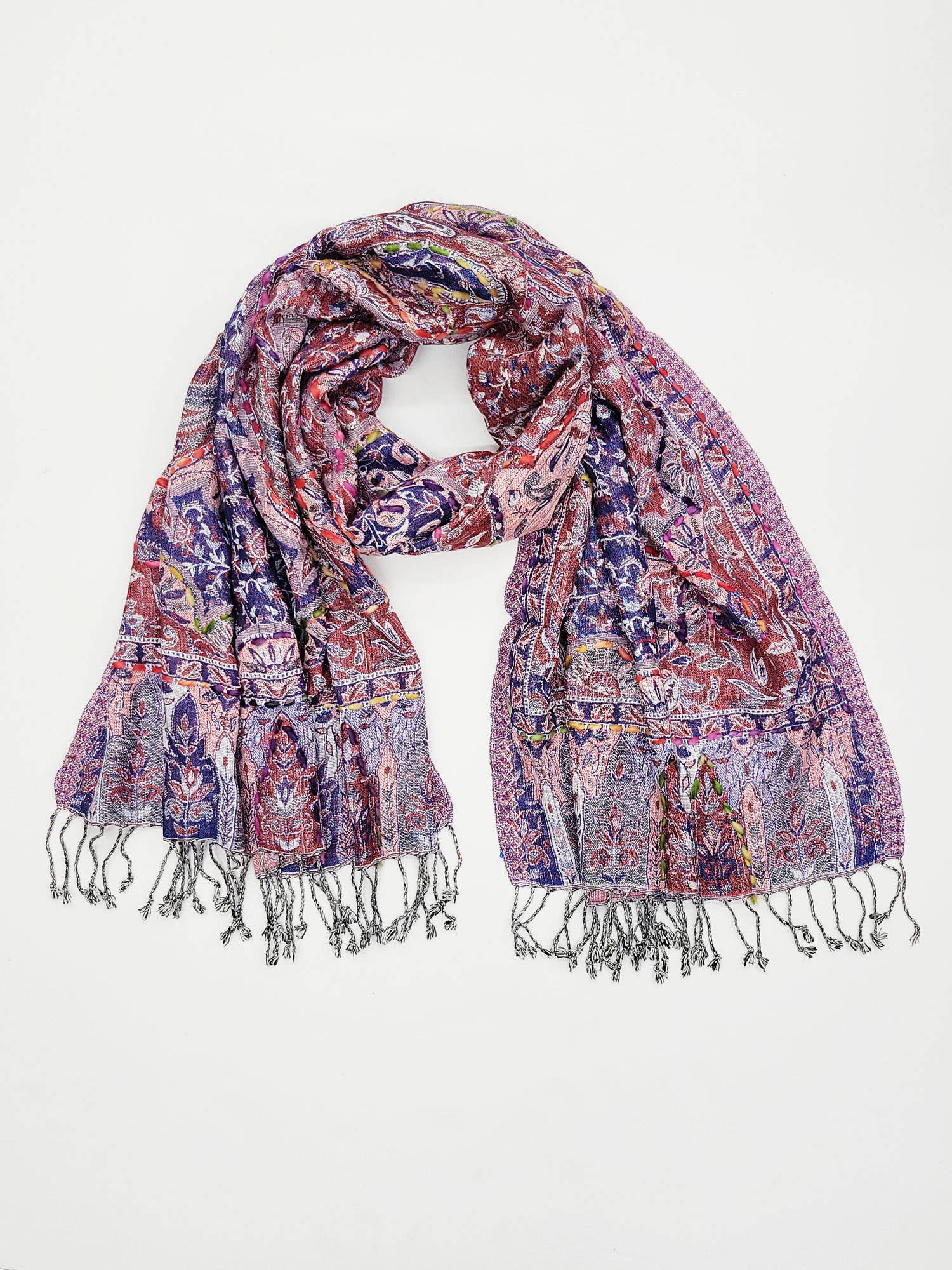 Raj Trading & Imports (USA) Inc. - Wholesale Scarf - Women's - Amanda Thick Stitch Embroidered Scarf Shawl20
