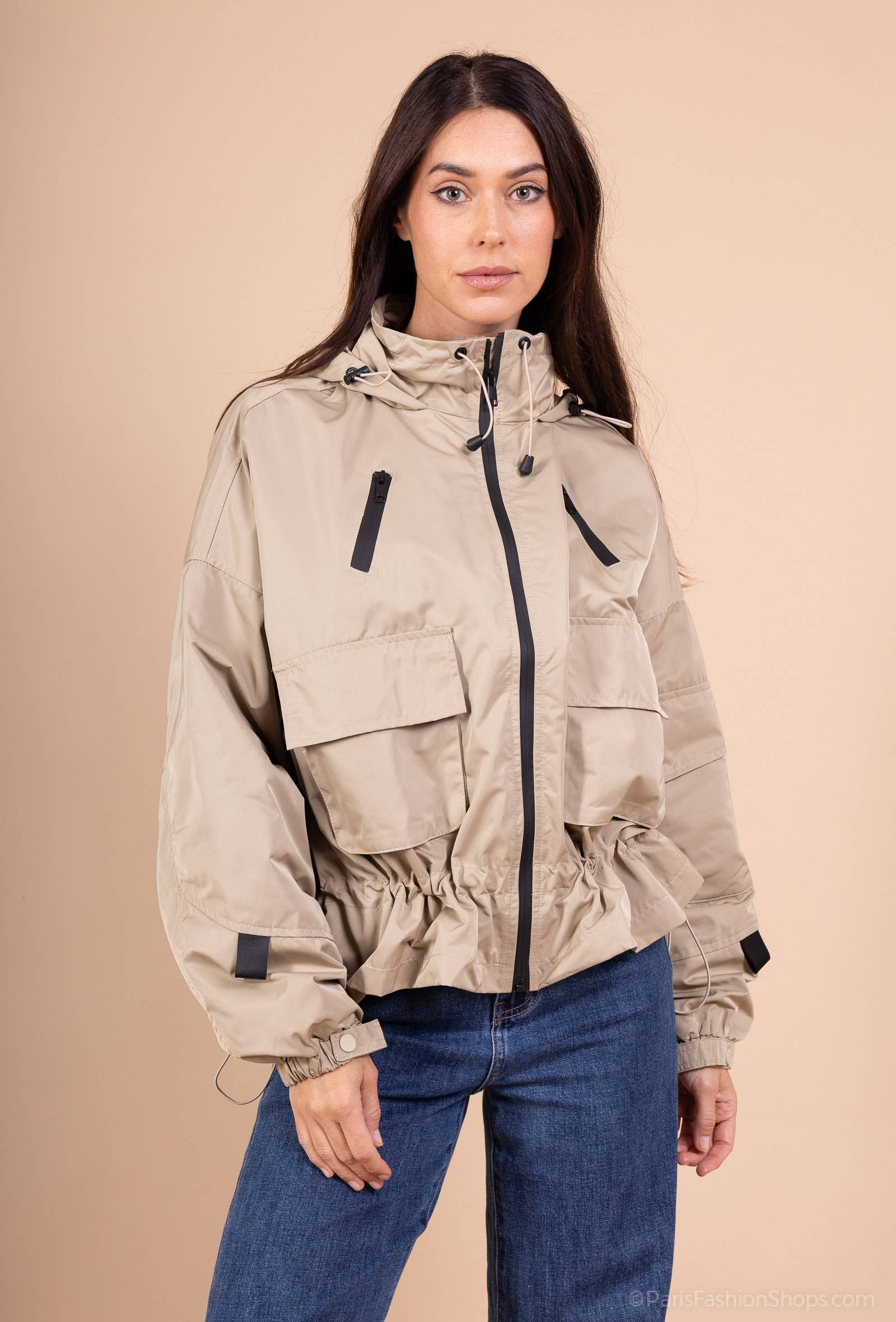 L'Emotion - Vente Veste – femme - Veste Techwear Imperméable à Capuche Ajustable1