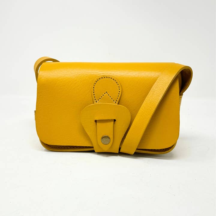 Noah Leather Wallet Crossbody – Handmade Full-Grain Leather - yellow for wholesale by Artisan Stories