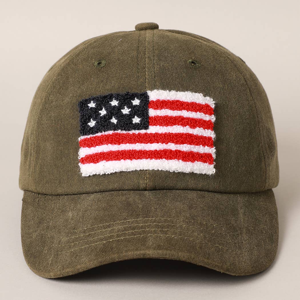 Fashion City - Wholesale Baseball Cap - Women's - American Flag Chenille Patch Baseball Cap2