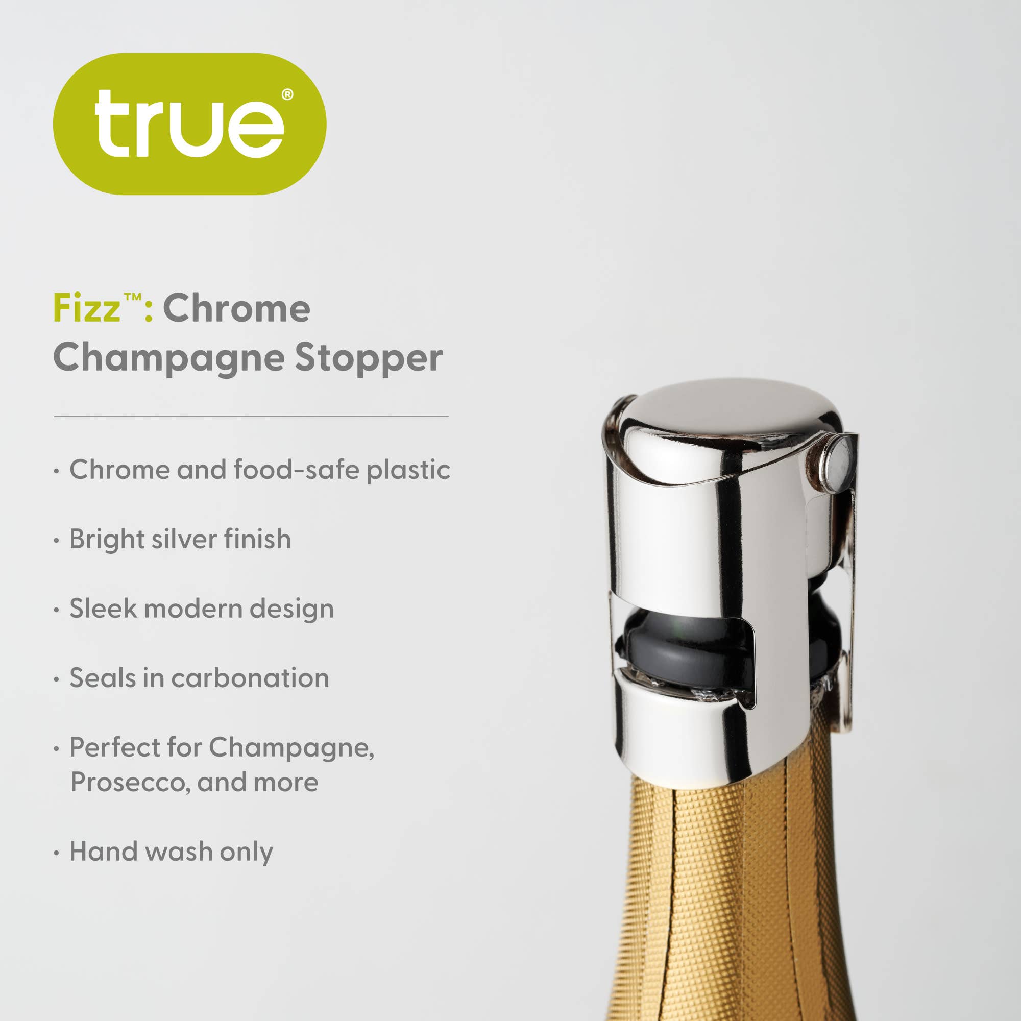 TRUE - Wholesale Wine Stopper - Fizz Chrome Champagne Stopper Silver or Gold5