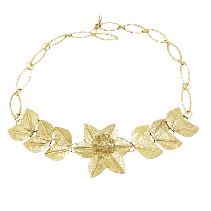 Empire-bælte med centralt roset i guld for engroshandel hos Gloria Mago