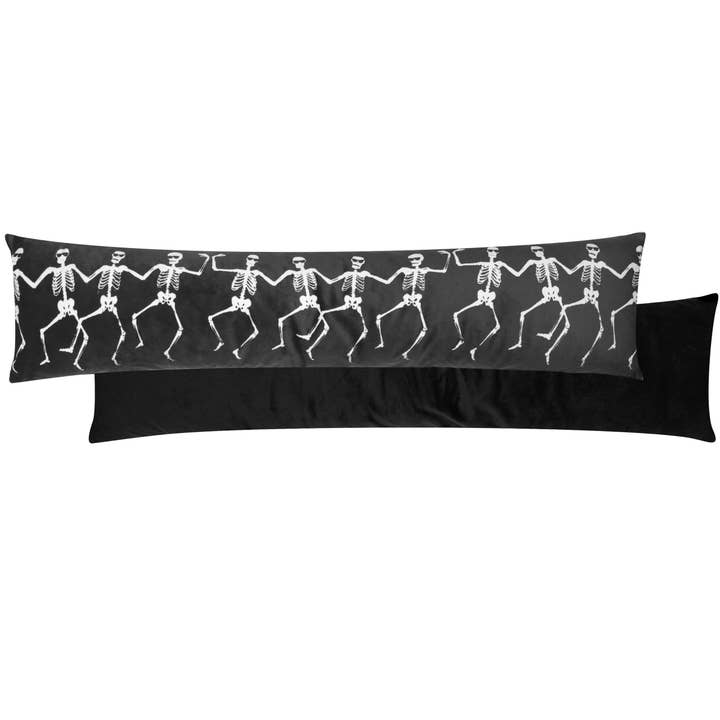 Skeletons Velvet Draught Excluder Black for wholesale by Riva Home