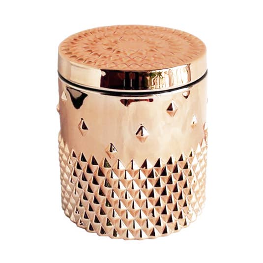 Rockstud Glasgefäß – Galvanisiertes Kupfer/Roségold – 320 ml für den Großhandel von Antwerp Luxury candle supplies