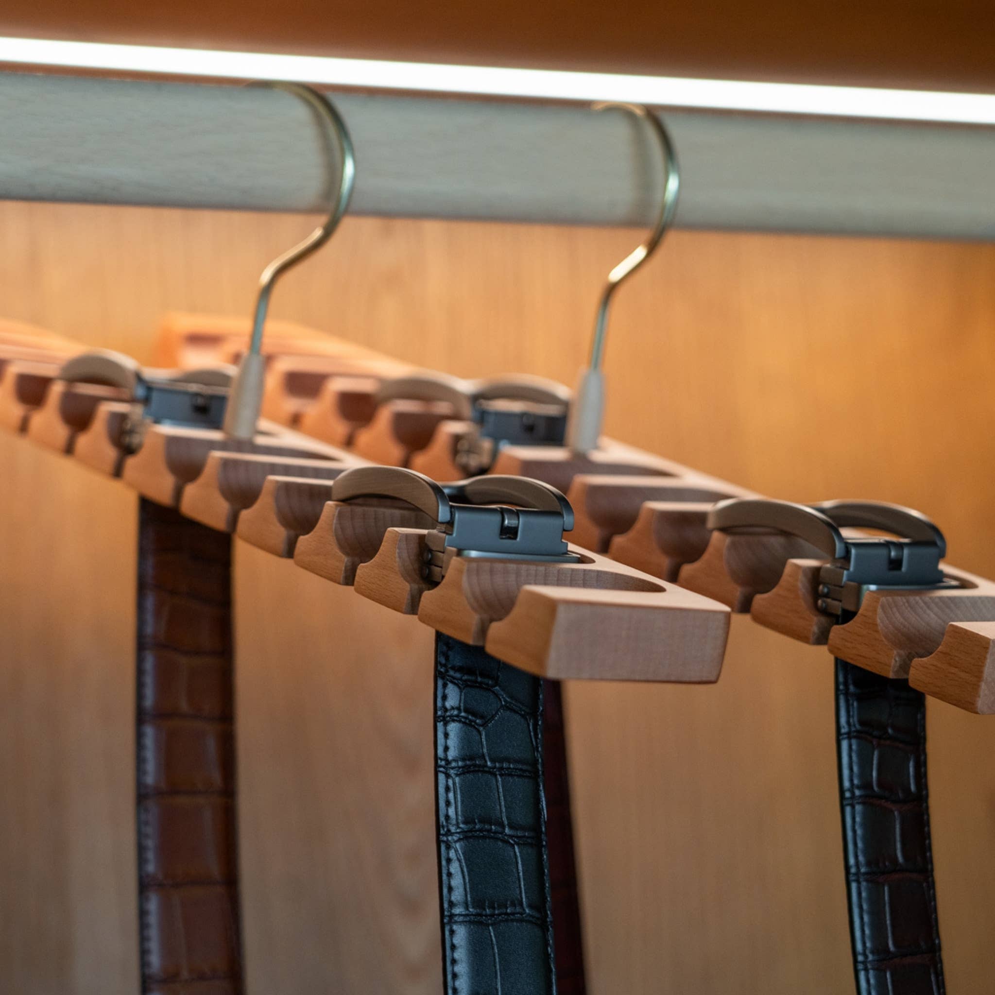 La Vie Photo - Wholesale Purse Hook/Hanger - Women's - Natural Beechwood Belt Rack – Minimal 12-Slot Accessory Hang3