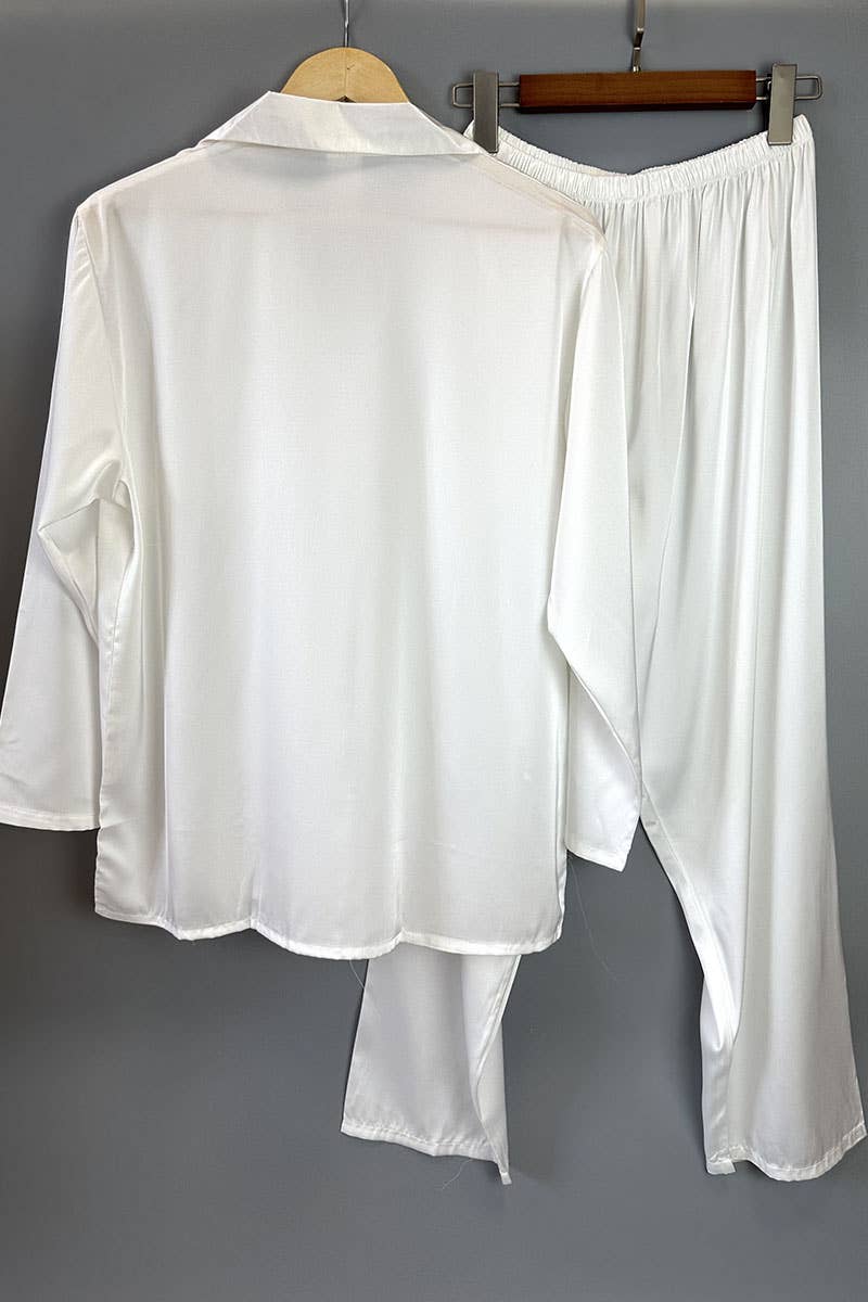 Belle Com'Elle - Vendita all'ingrosso Completo pigiama - Donna - Pigiama da donna con camicia a maniche lunghe e pantaloni in seta sintetica2