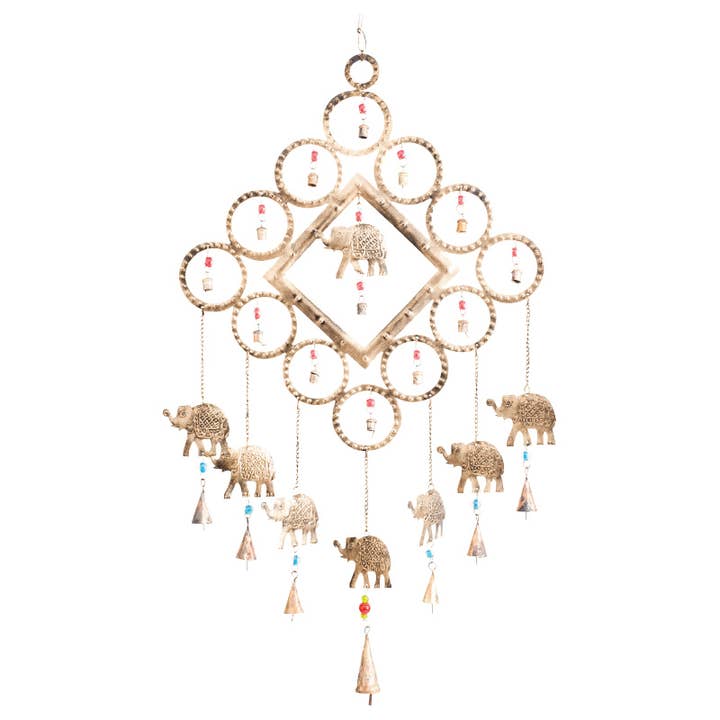 Benjamin International - Wholesale Wind Chime - Recycled Triangular Shape Elephant Windchime