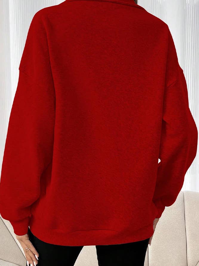 Comely Fashion – wholesale Sweatshirt - Dam – Vanlig tröja med känguruficka med halv dragkedja7