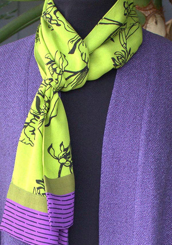 Orchid Garden Scarf - Lime for wholesale on Faire3