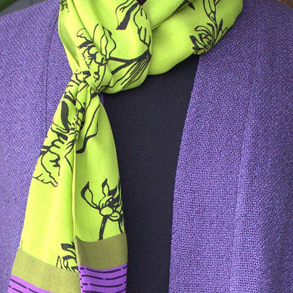 Orchid Garden Scarf - Lime for wholesale on Faire3