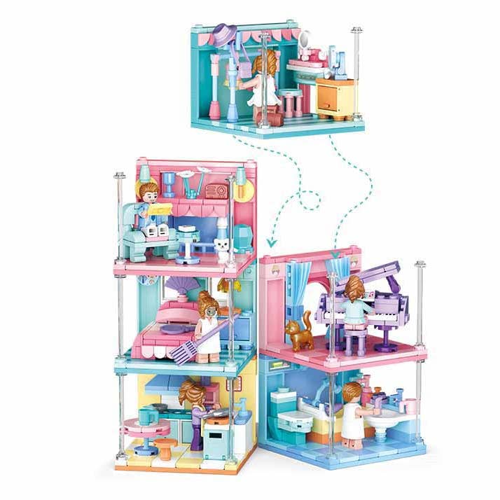 Texas Toy Distribution - Wholesale Building Set - Kids - Mini-Handicraft Home Display Box, 6 Kits A-F, x1 each2