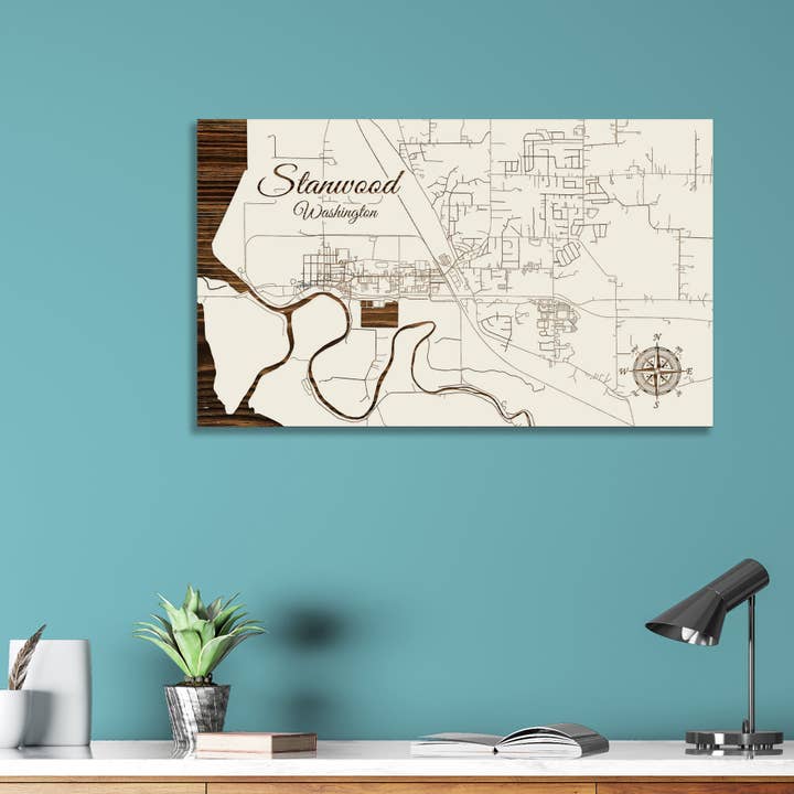 Washington: Stanwood Street Map for wholesale by Fire & Pine