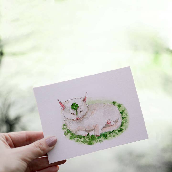 Liyana Studio - Wholesale St. Patrick's Day Card - Lucky Clover Cat Shamrock - Saint Patrick's Day Card4