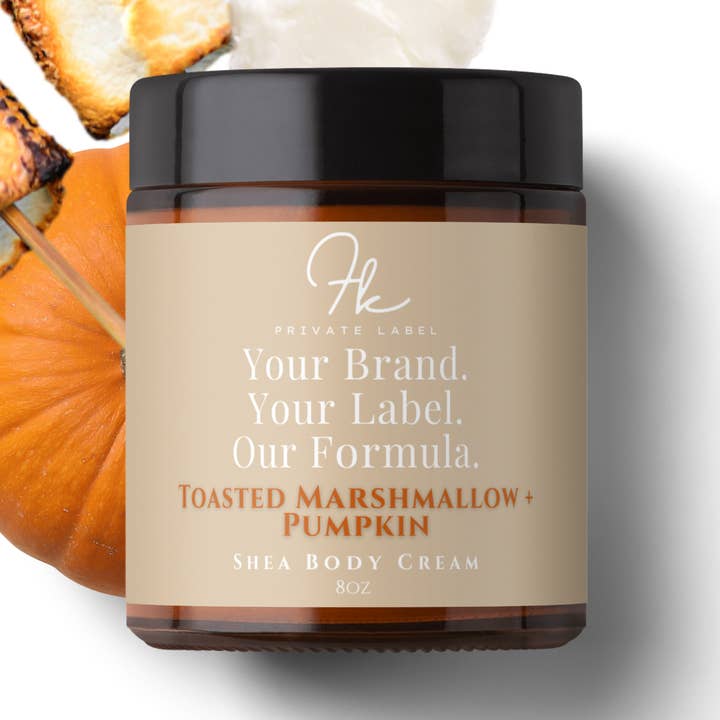 Toasted Marshmallow + Pumpkin Whipped Body Butter for wholesale by FK Private Label Labs