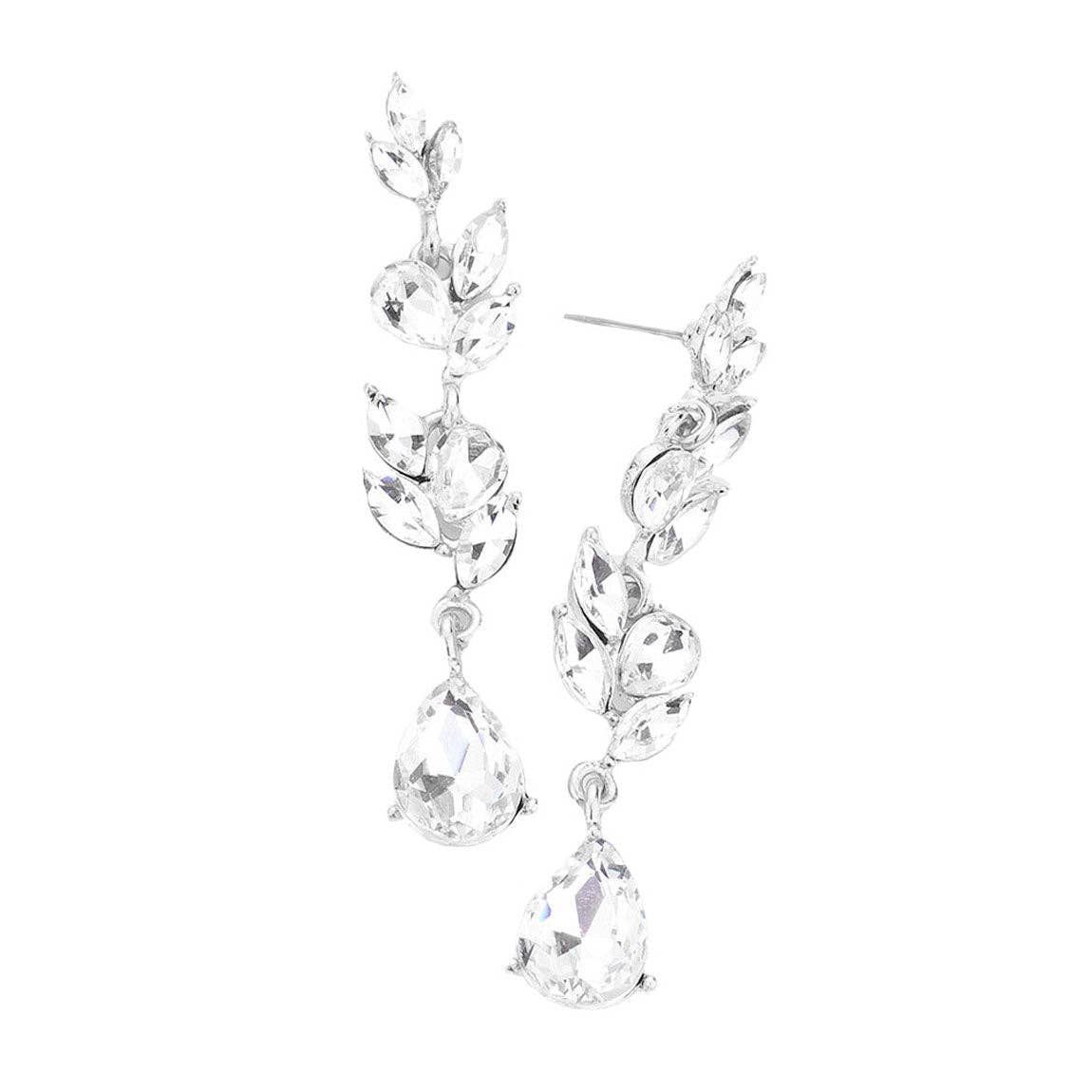 Pearl and Rox - Vendita all'ingrosso Orecchini pendenti - Orecchini da sera pendenti con pietra marquise a goccia7