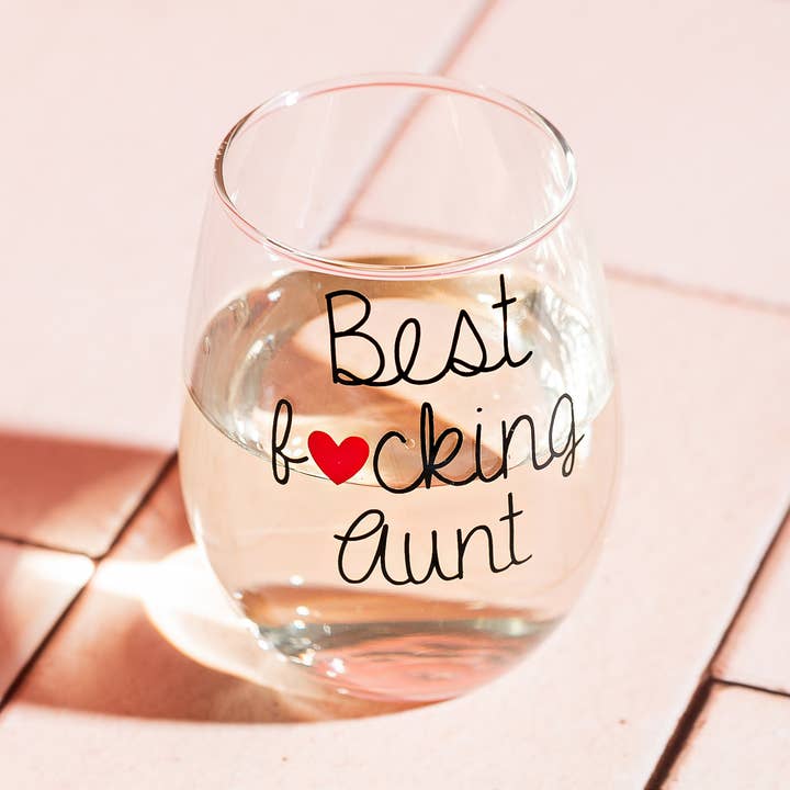 Best Aunt Wine Glass, Christmas Gift, Wine Lover for wholesale by Fbombs & Booze