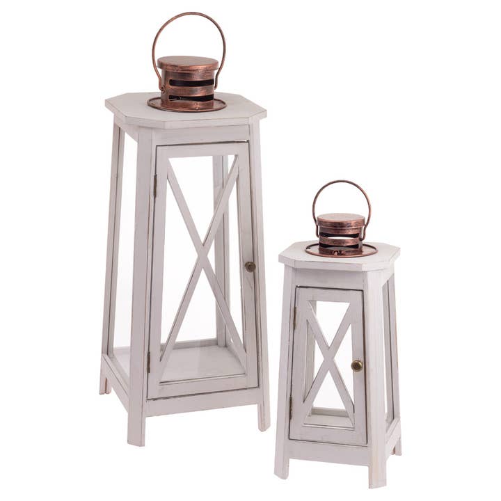 Waters Edge White Lighthouse Lanterns Set Of 2 for wholesale by Boston International