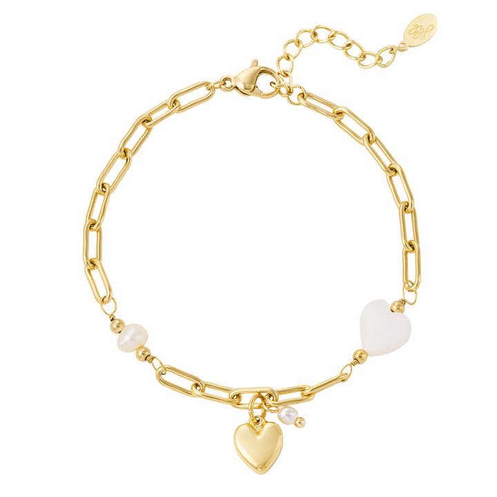Bracelet à maillons avec cœurs et perles pour la vente par SHINE BUY