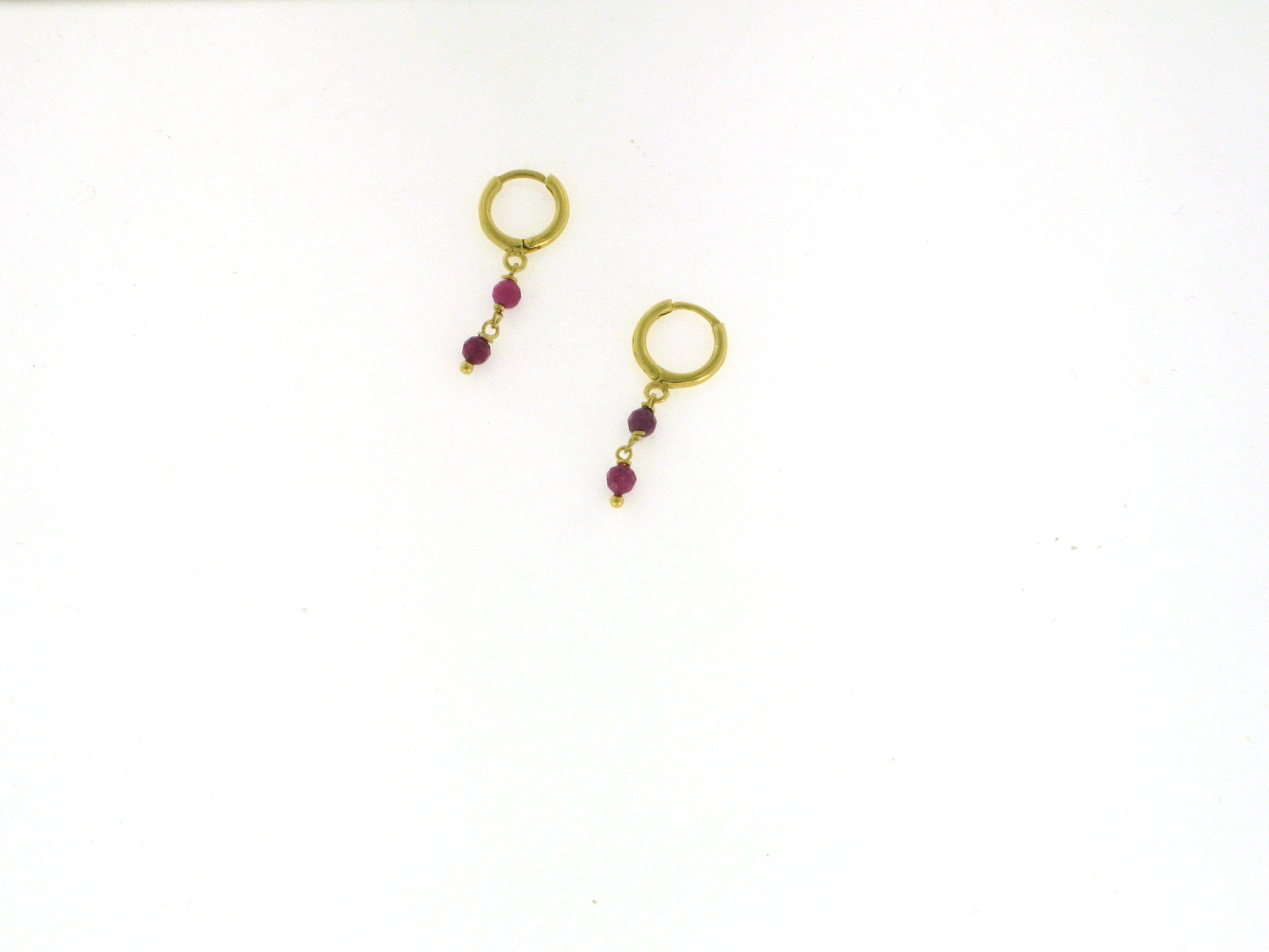 Yneda Jewels - Wholesale Dangle Earrings - Silver 925 hoops earrings with ruby, dainty long earrings.5