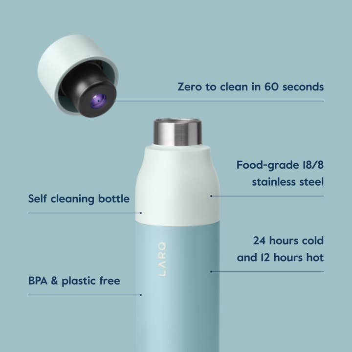 LARQ - Wholesale Water Bottle - LARQ Bottle PureVis 17oz - Self-Cleaning Water Bottle - Seaside Mint