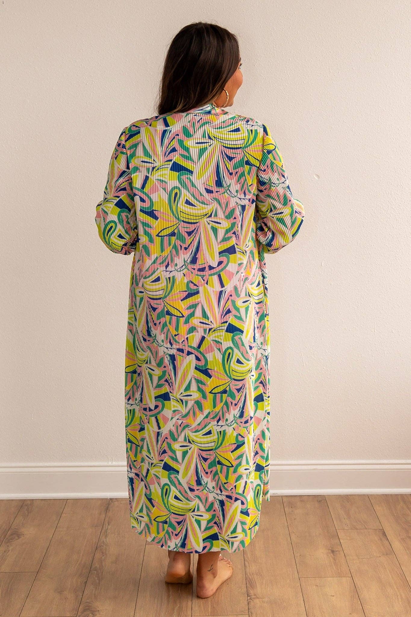 Multi Abstract button down coverup for wholesale on Faire2