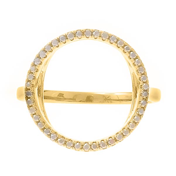 Anillo redondo de oro y plata con circonio blanco para venta al por mayor de ORUS BIJOUX