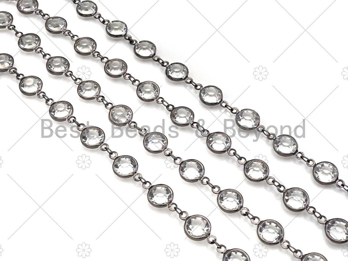 BestBeads&Beyond - Wholesale Beaded/Pearl Necklace - Clear Crystal Rosary Bezel Chain, 8mm beads size, Clear Crystal beaded Rosary Chain, Boho Jewelry Chains, wholesale chain, sku#V940